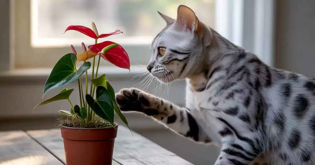 Anthuriums and Cats